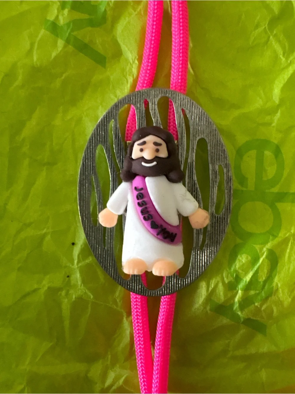 Kids Pink Jesus Character Bolo Tie